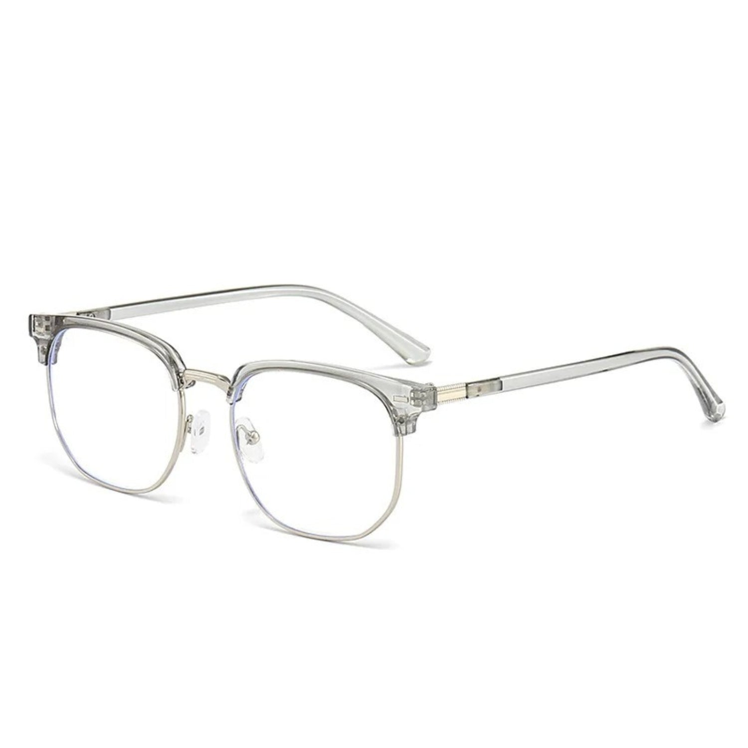 Lunettes anti lumière bleue style clubmaster - Gris Transparent