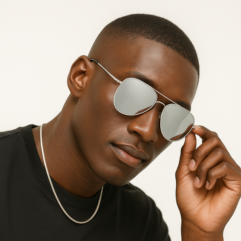 Lunettes de soleil style aviateur - Gris Chrome