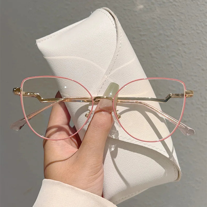 lunettes de vue anti lumière bleue pour femme forme papillon rose écran pc